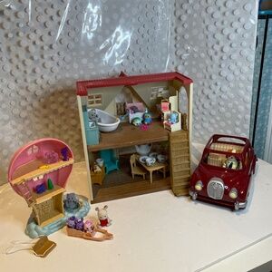 Calico Critters 🏠Red Roof Cozy Cottage, Cruiser & Balloon